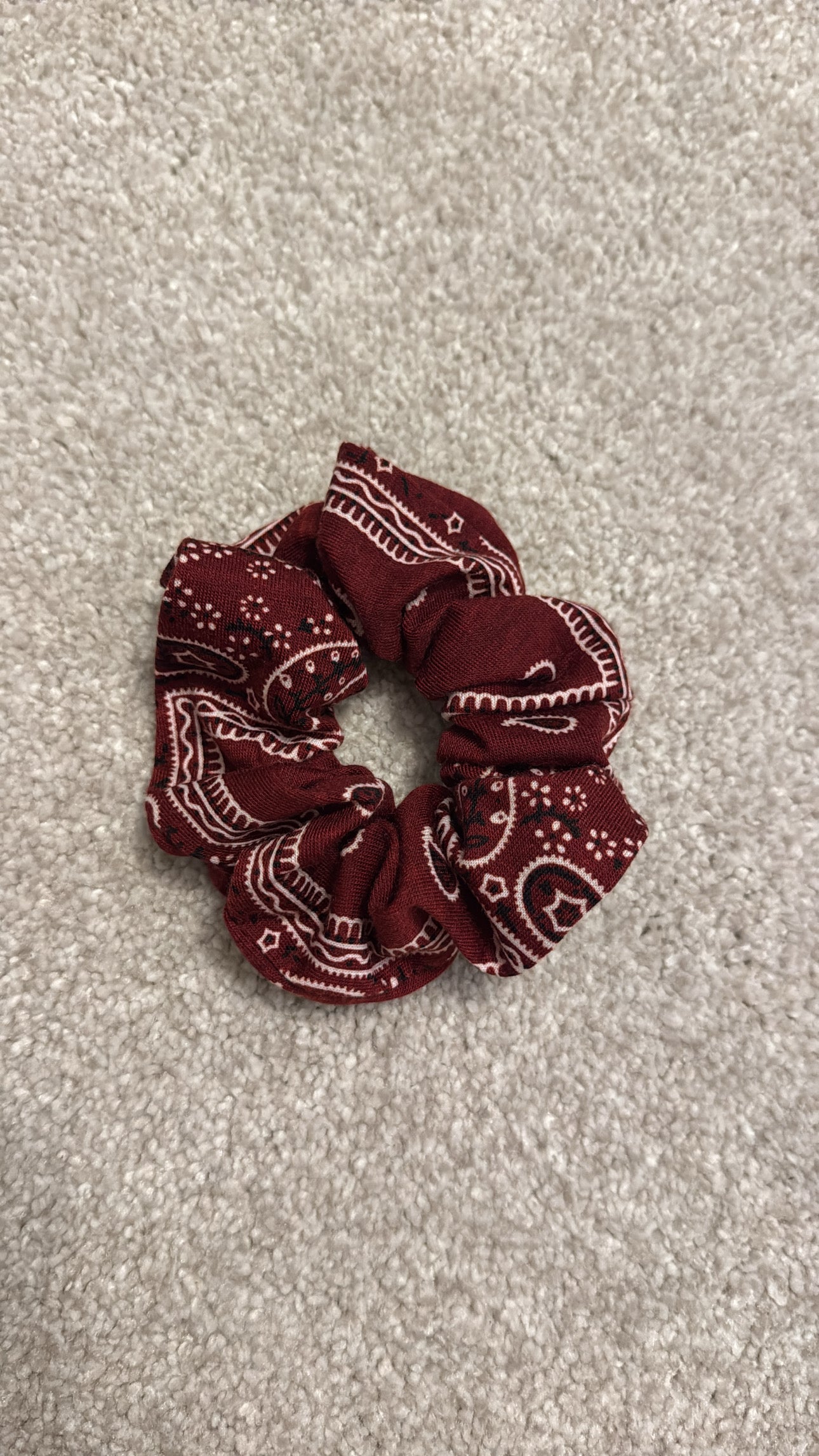 Burgundy bandana scrunchie