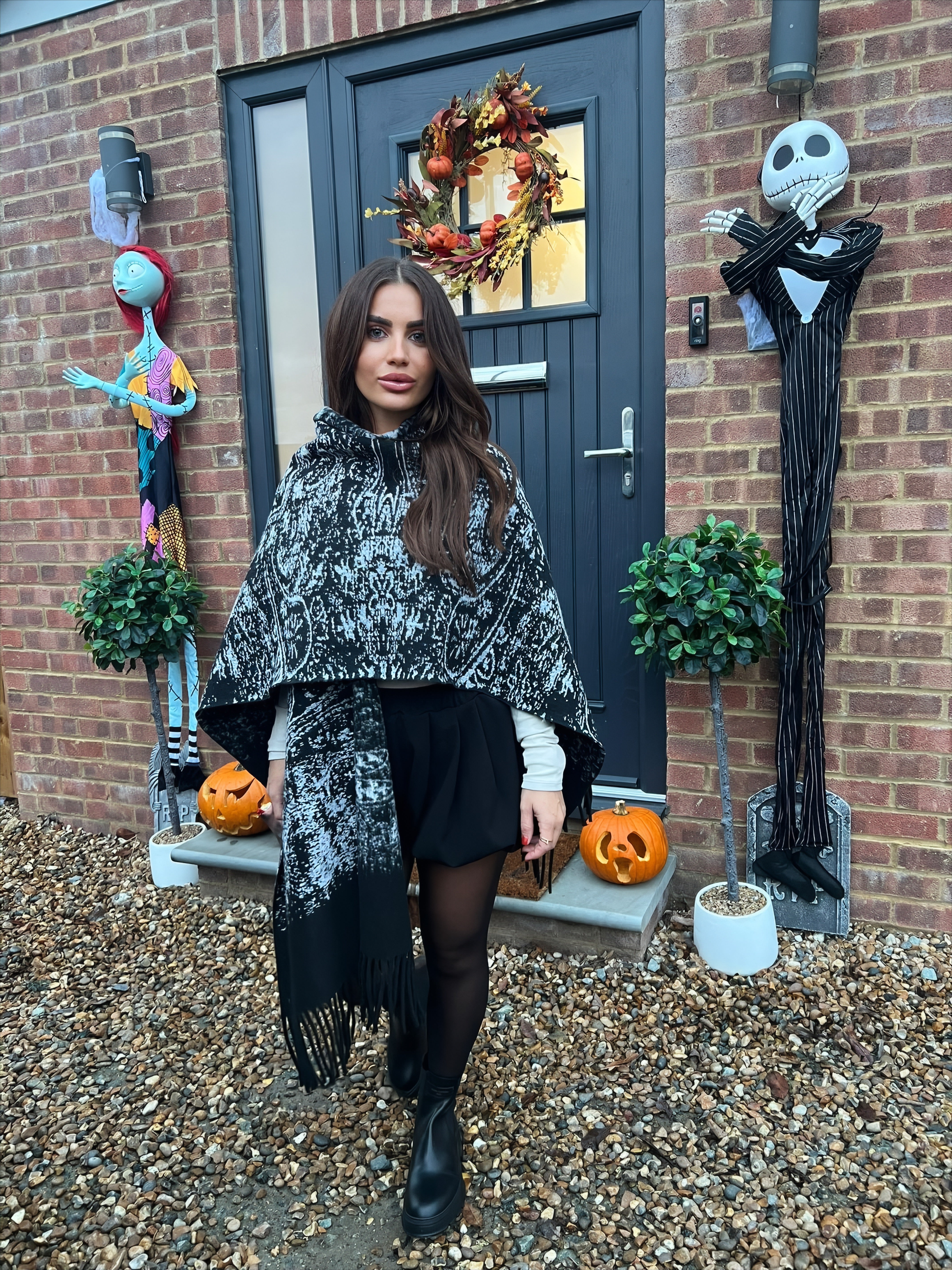 Black & white poncho
