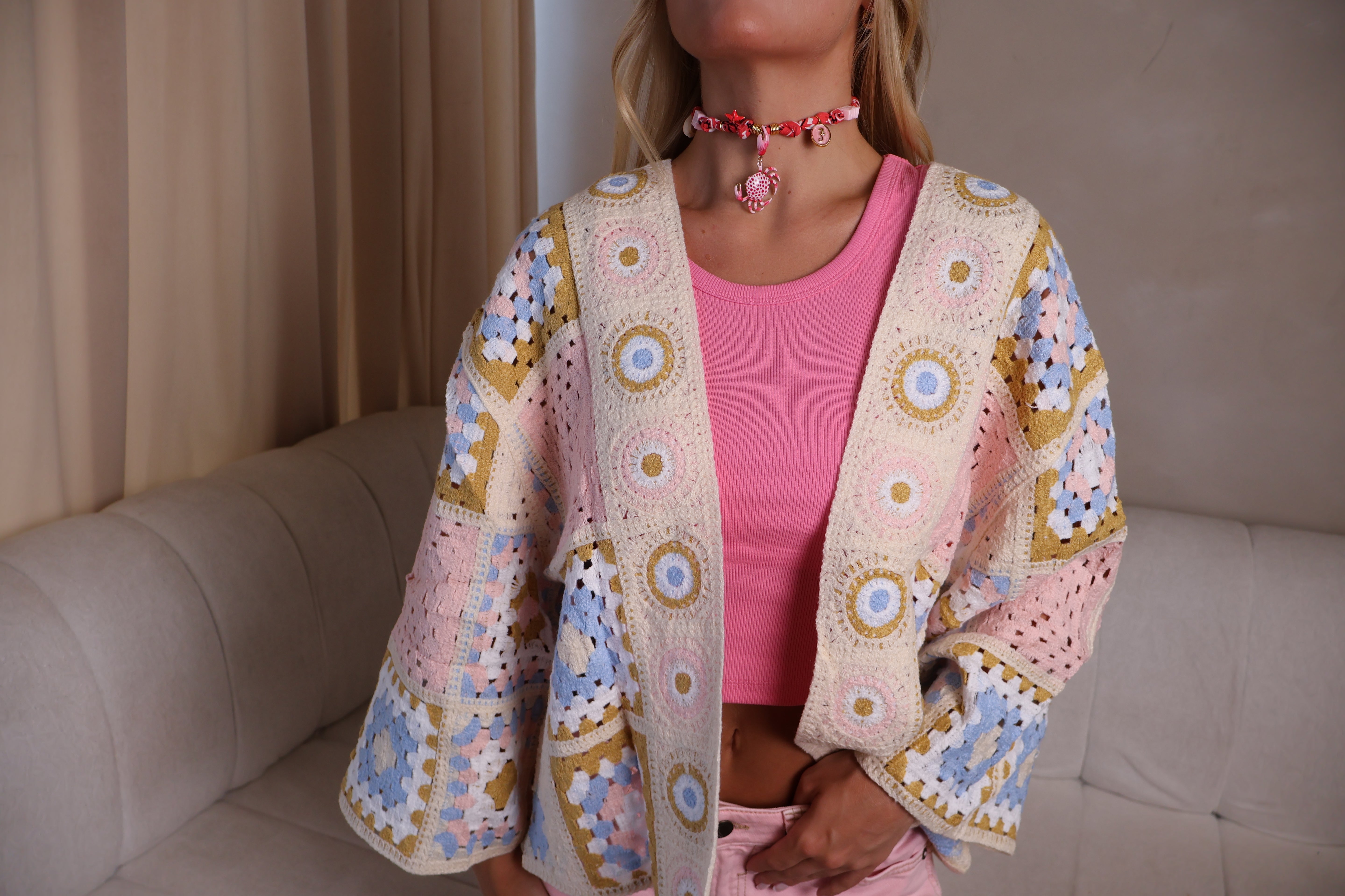 Pastel Patchwork Crochet Cardigan