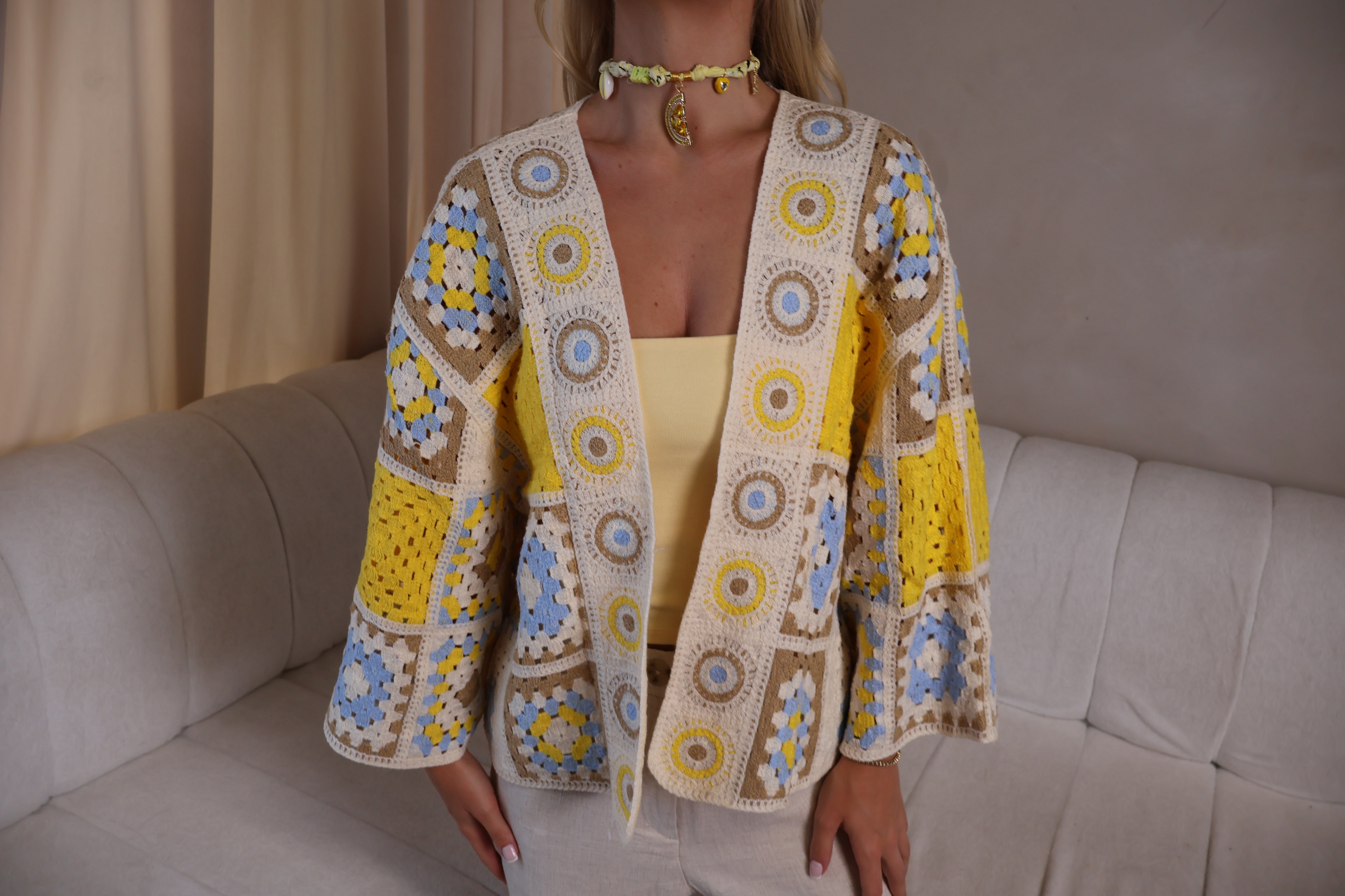 Pastel Patchwork Crochet Cardigan