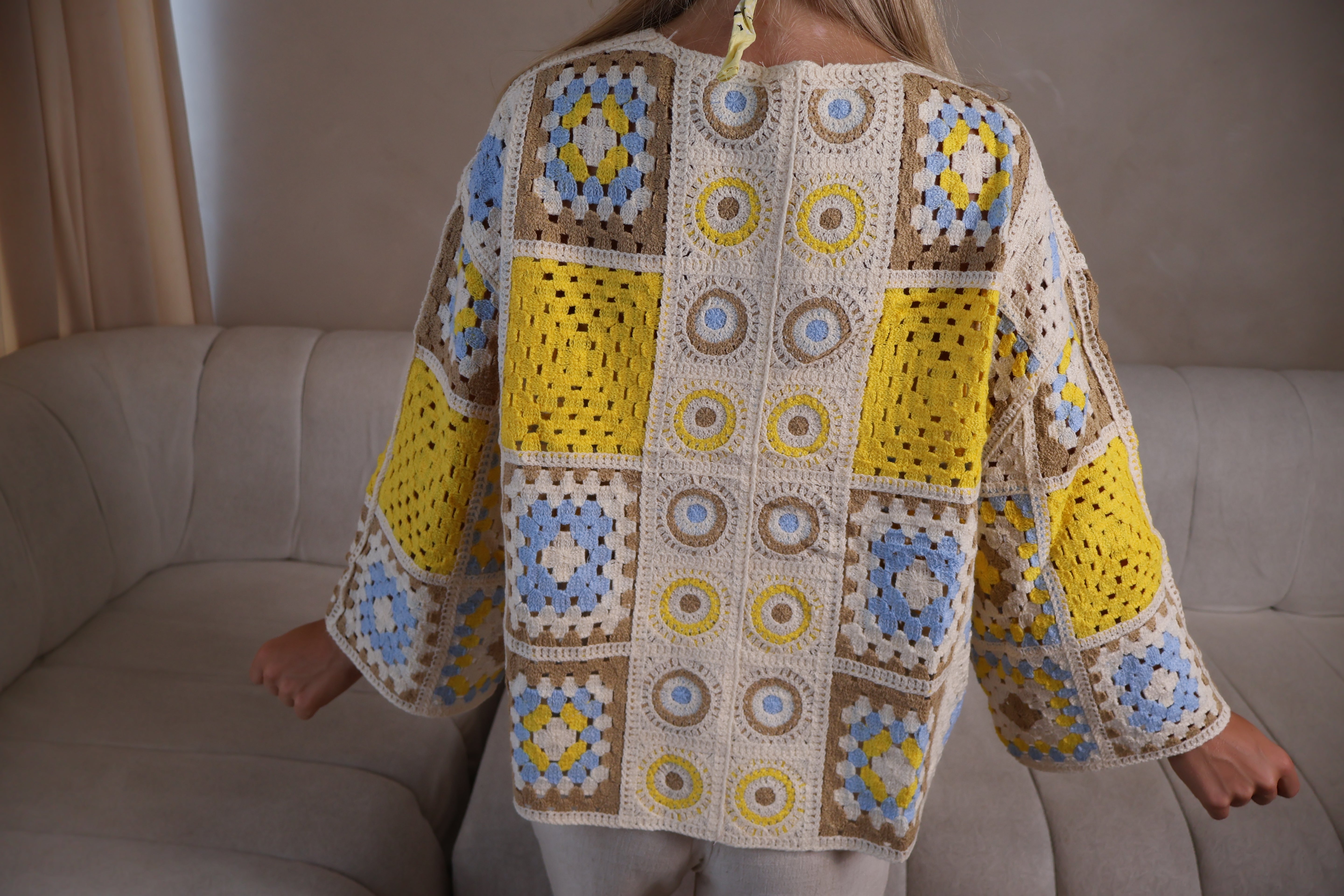 Pastel Patchwork Crochet Cardigan