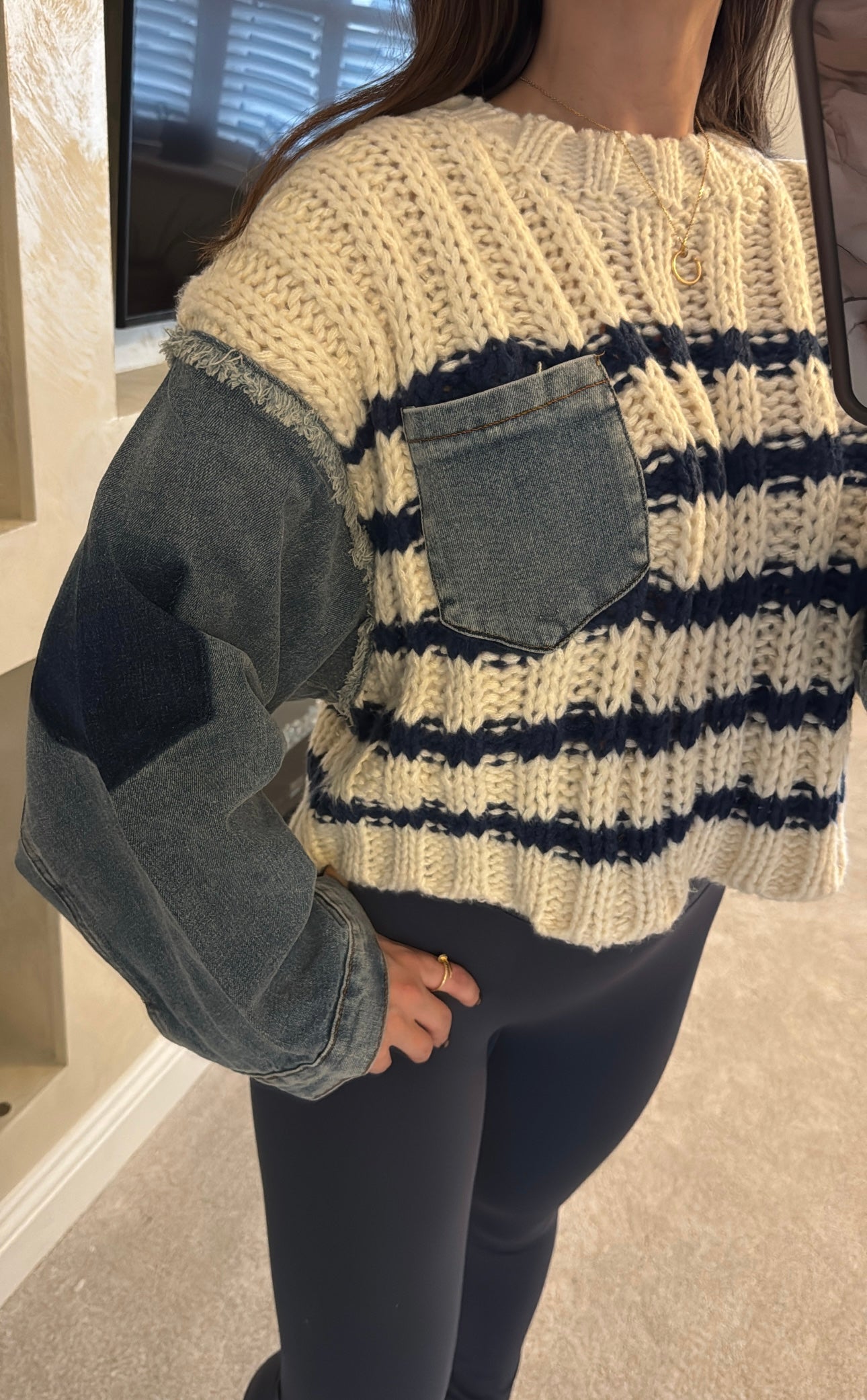 Knitted denim jumper
