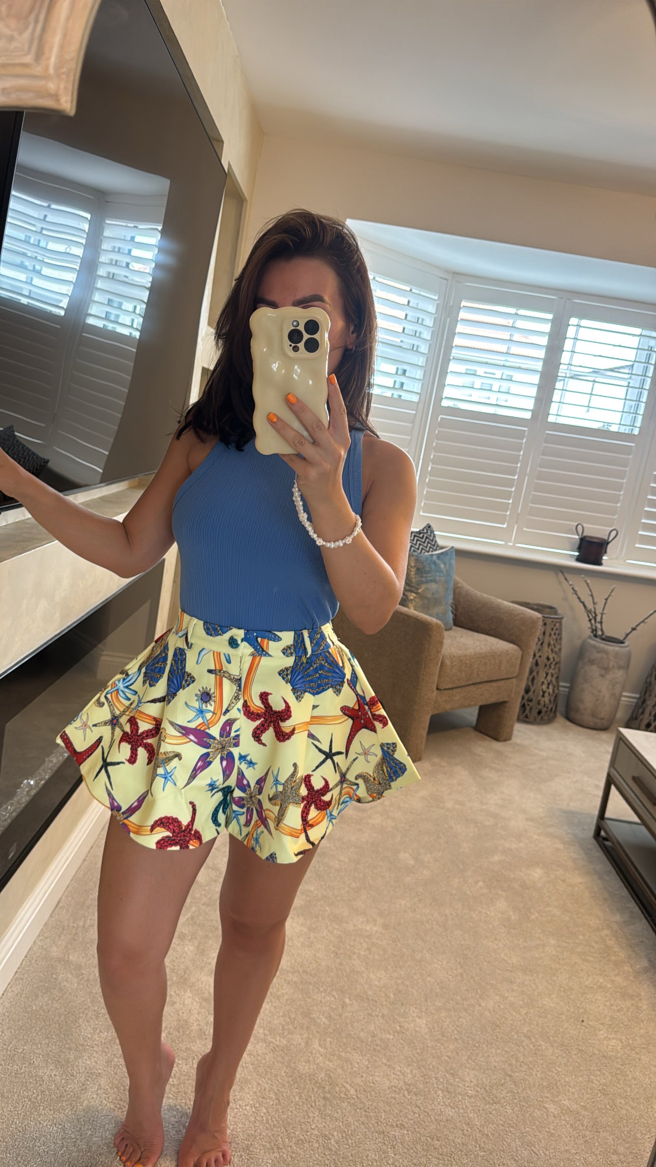 Under The Sea Flared Shorts