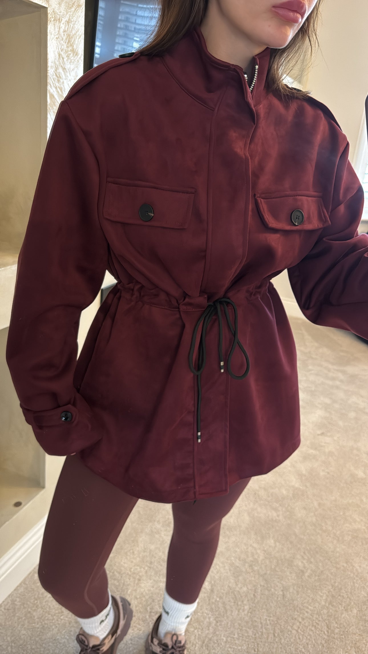 Suede Burgundy utility jacket