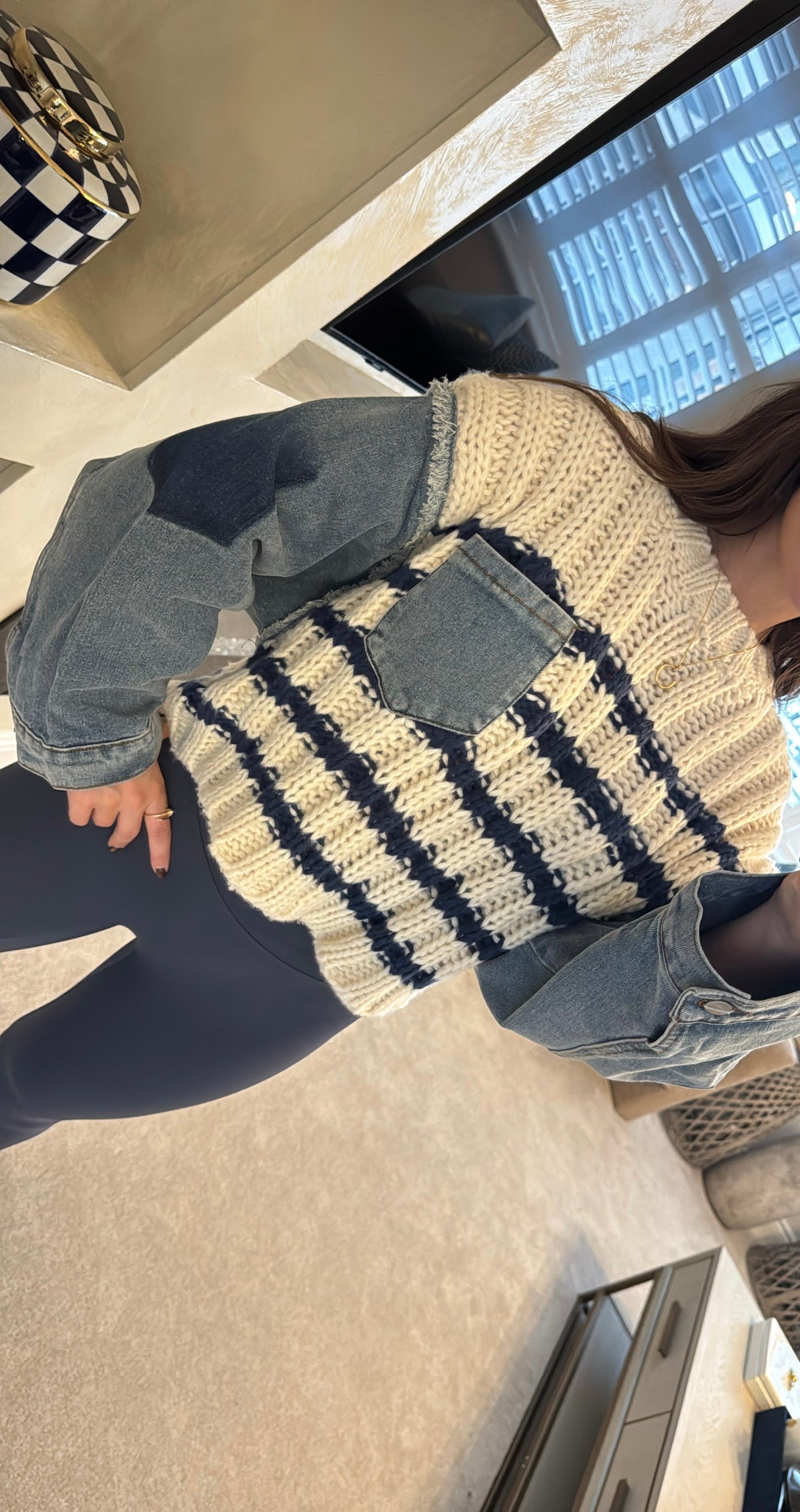 Knitted denim jumper