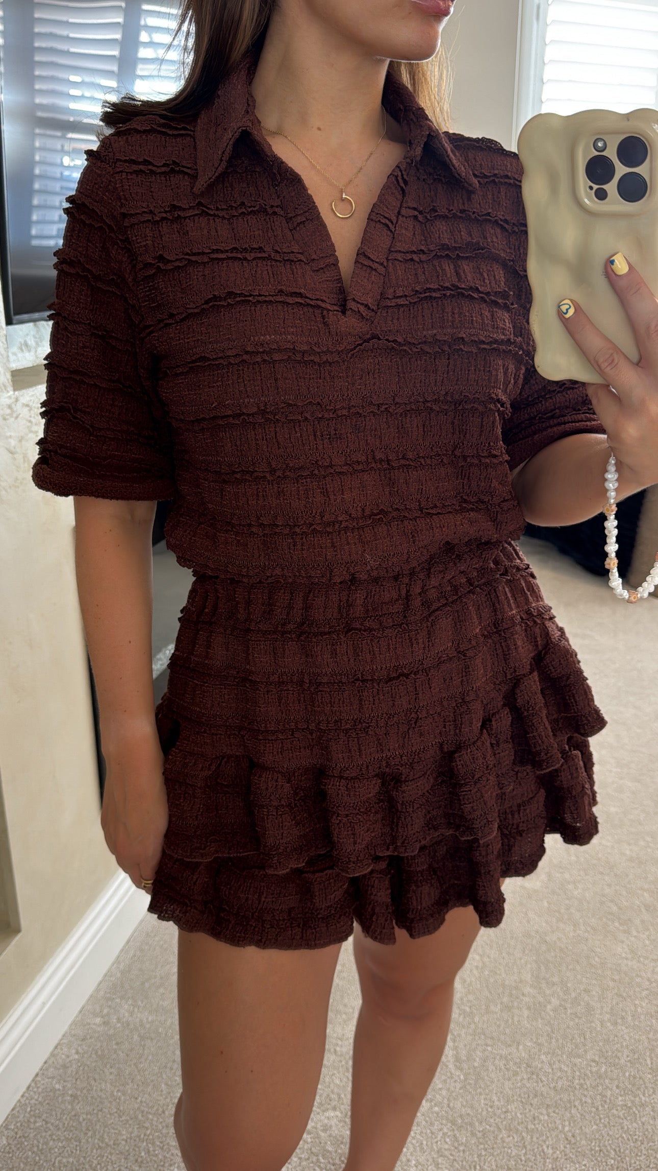 Brown Waffle Knit Co-Ord Set