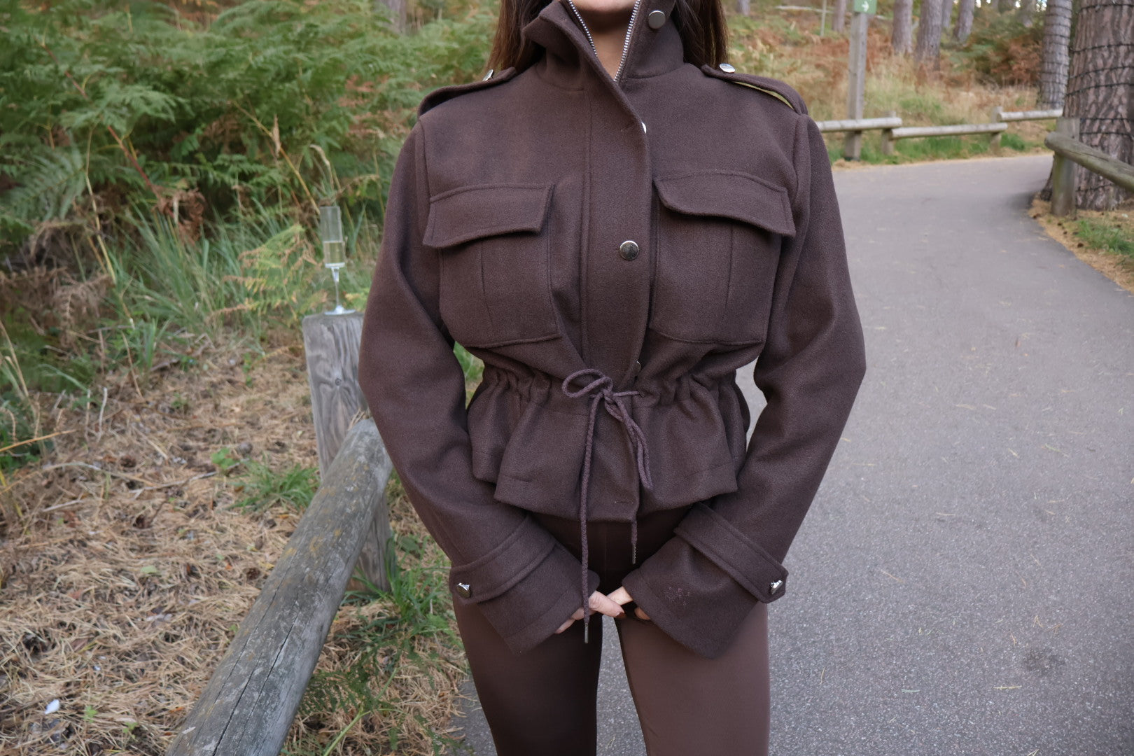 Brown utility-style wool jacket