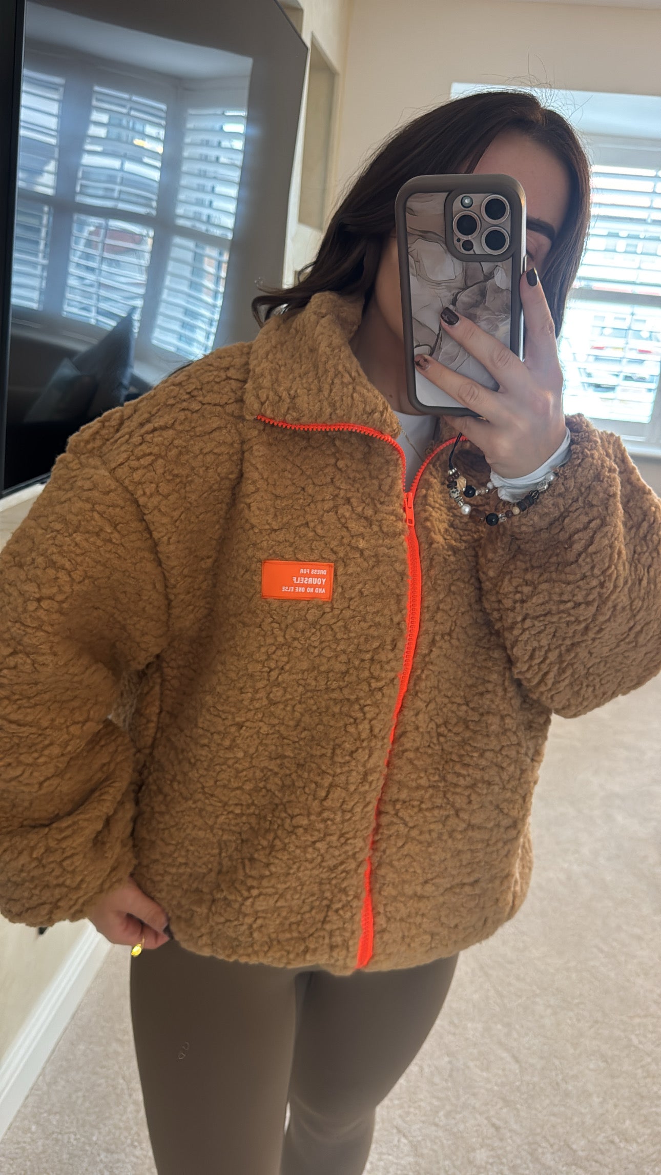 Contrast Zip Borg Jacket