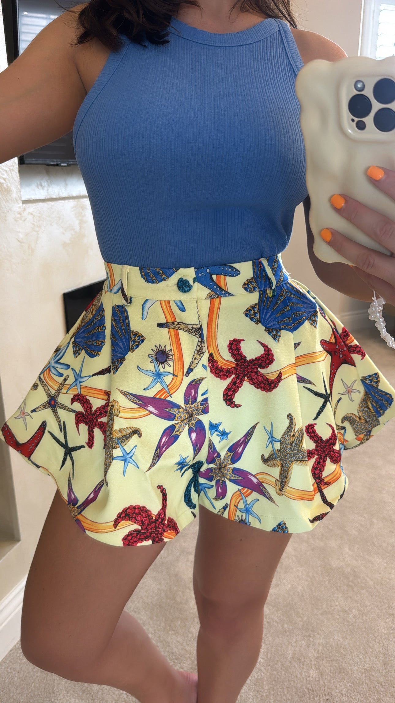 Under The Sea Flared Shorts