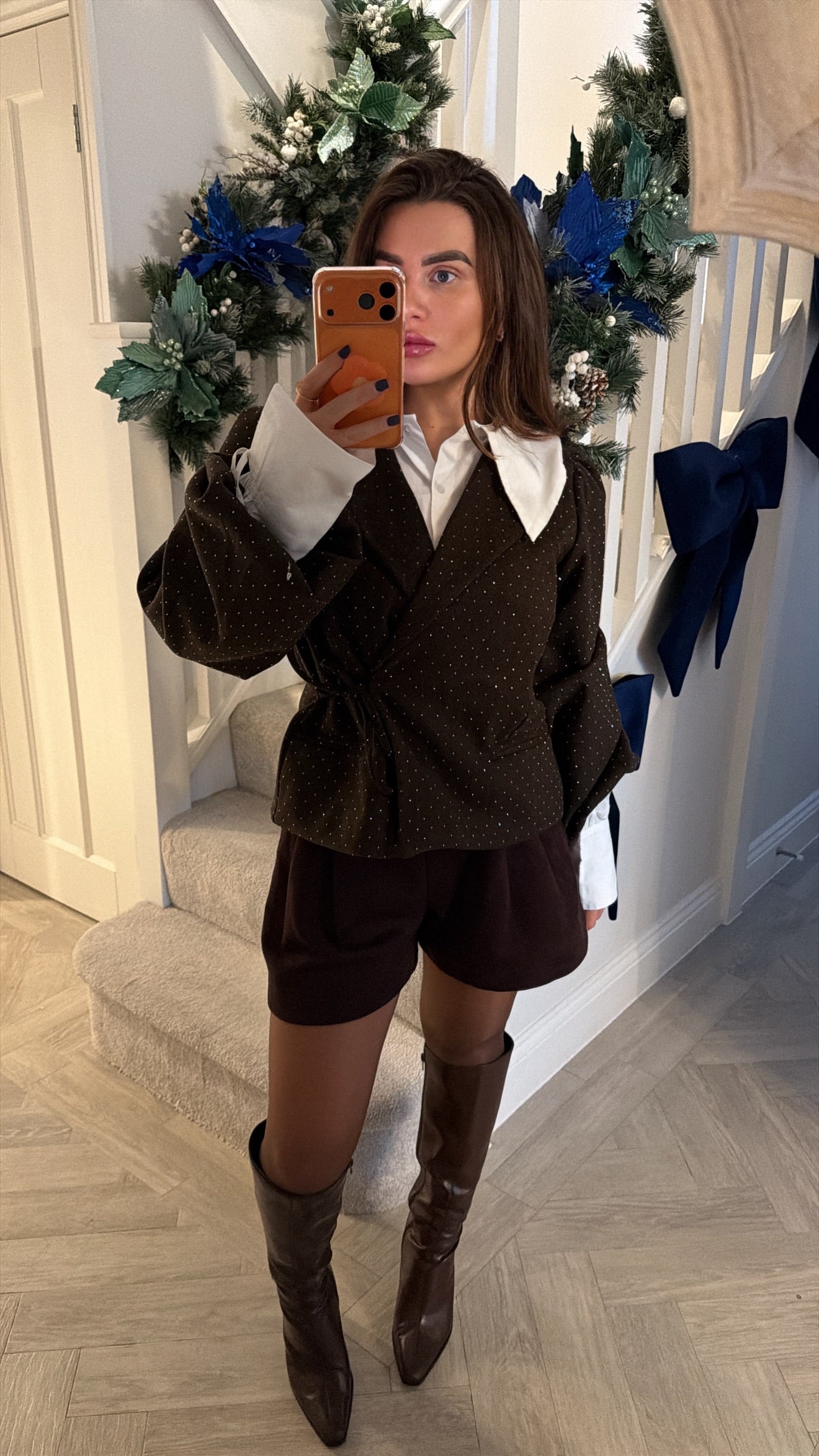 Brown embellished blazer