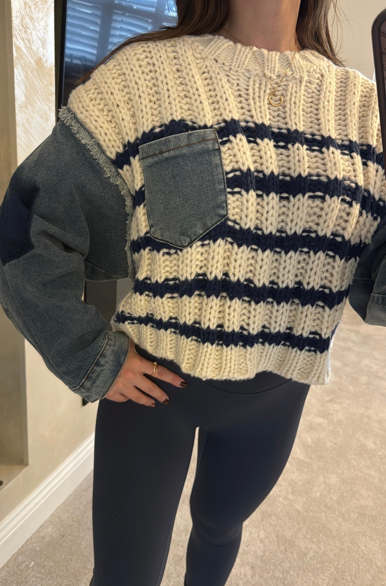 Knitted denim jumper
