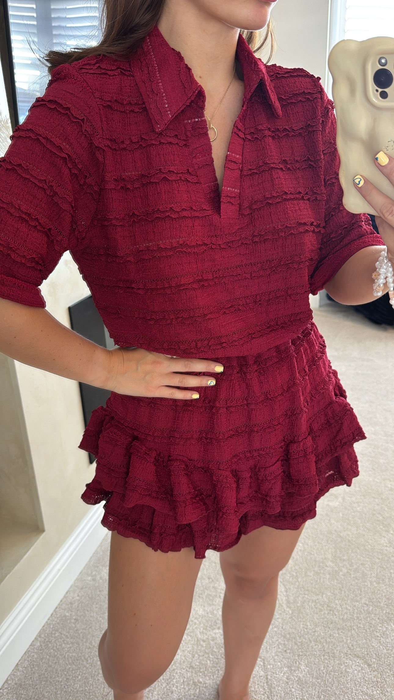 Berry Waffle Knit Co-Ord Set