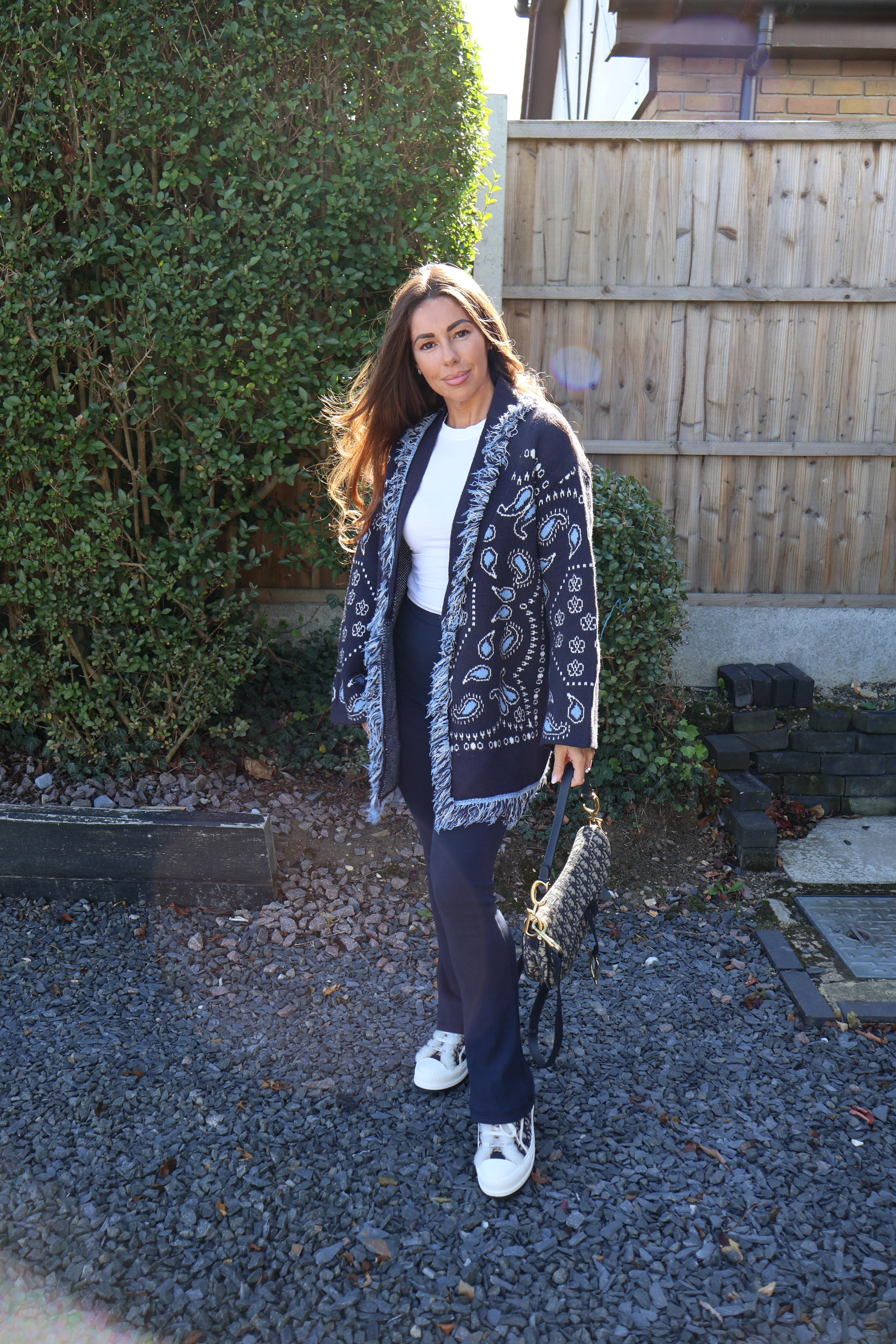 Navy fringe cardigan