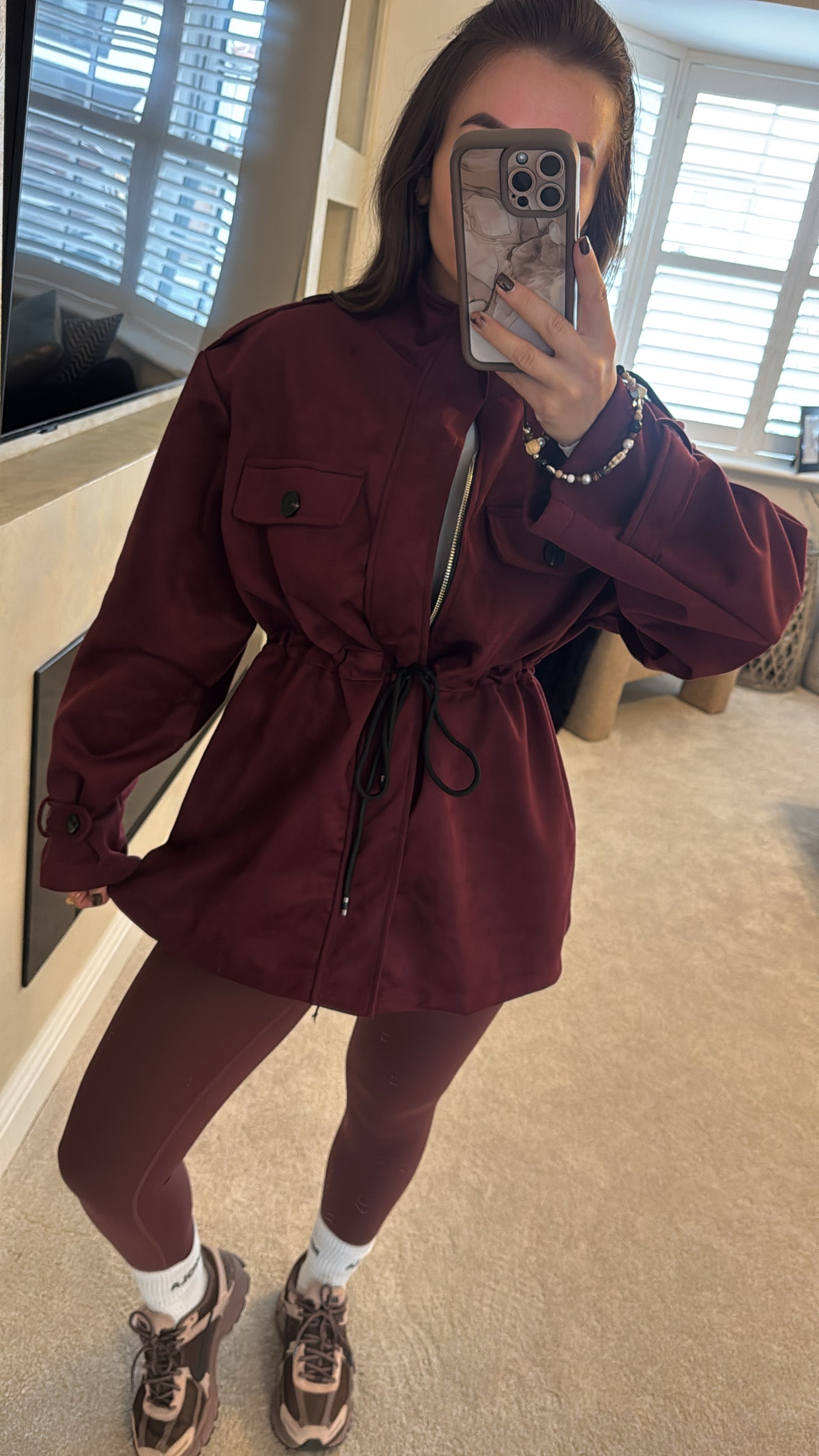 Suede Burgundy utility jacket