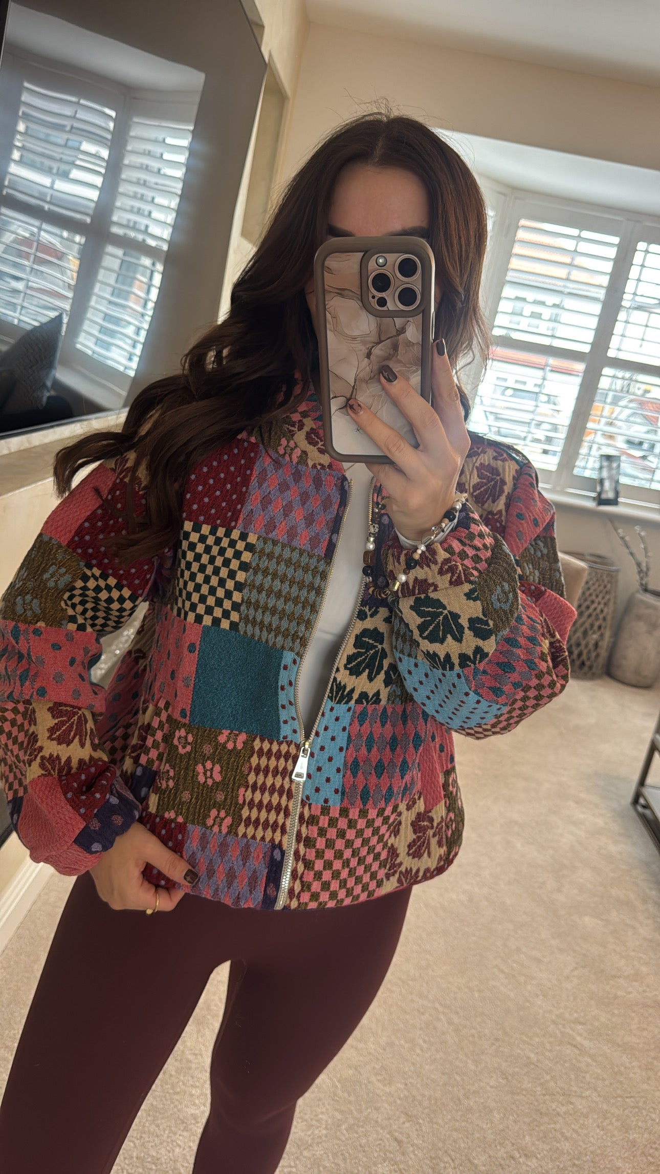 Burgundy patchwork jacket