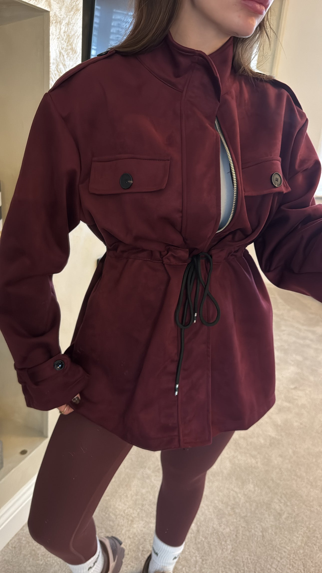 Suede Burgundy utility jacket