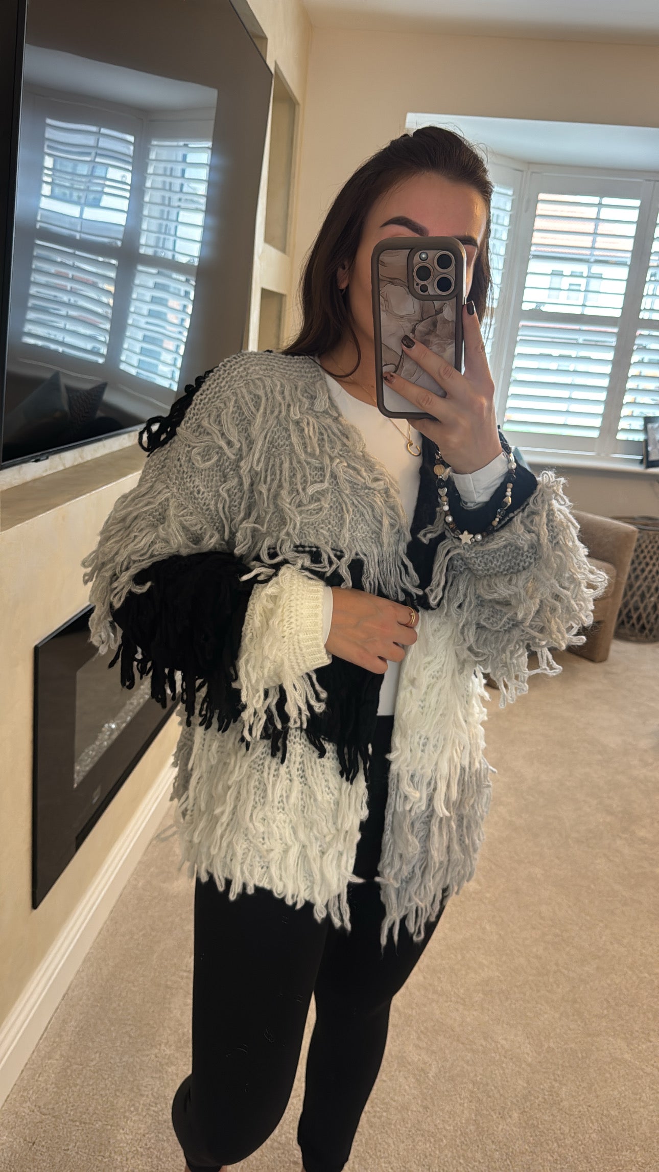 Chunky knit fringe cardigan