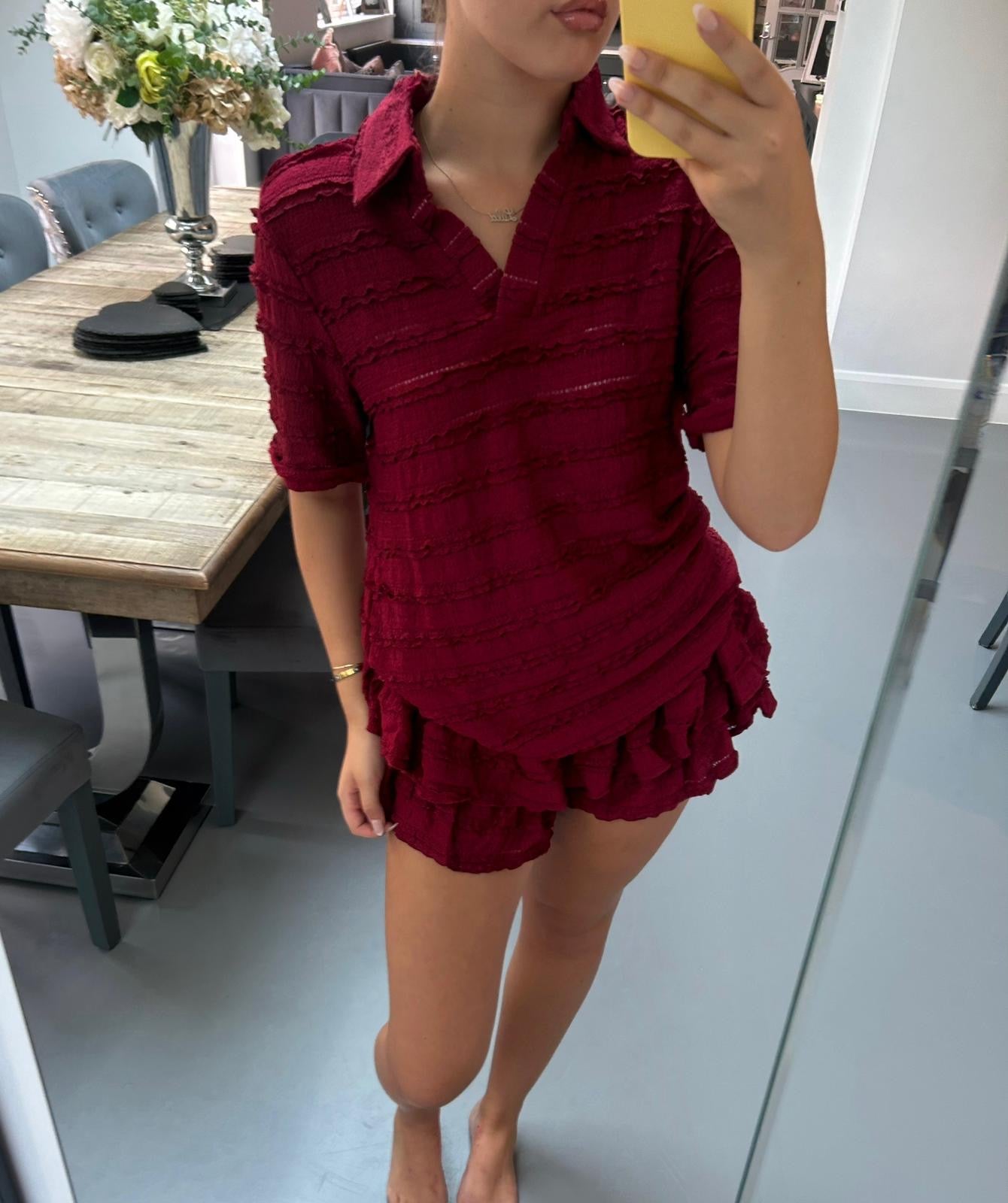 Berry Waffle Knit Co-Ord Set