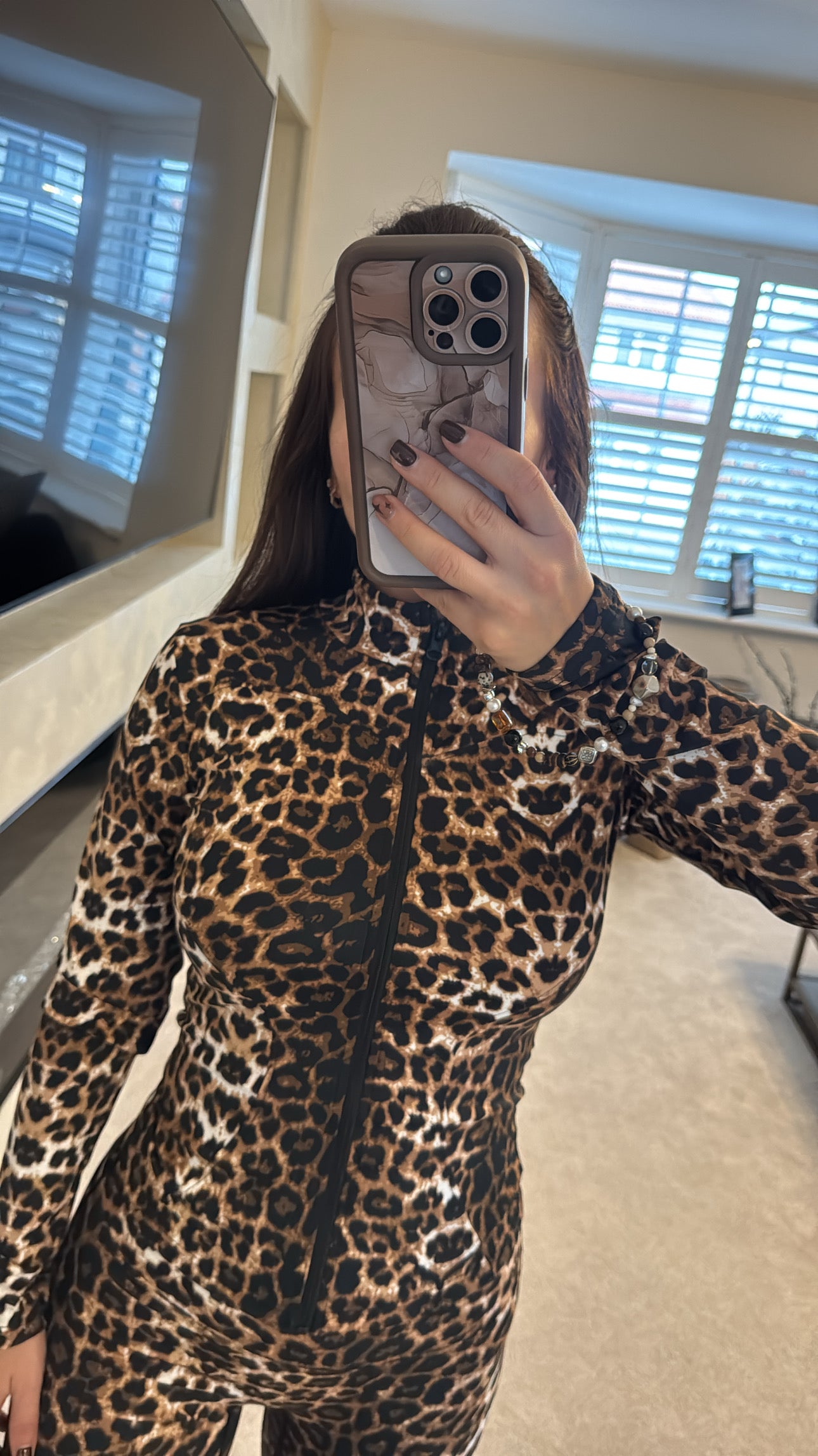 Leopard gym flared ruched bum gym set