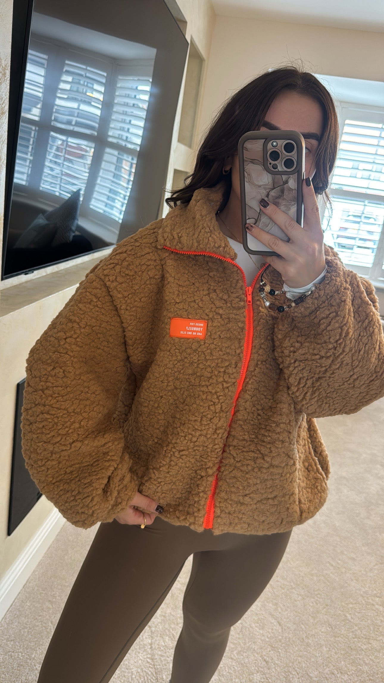 Contrast Zip Borg Jacket