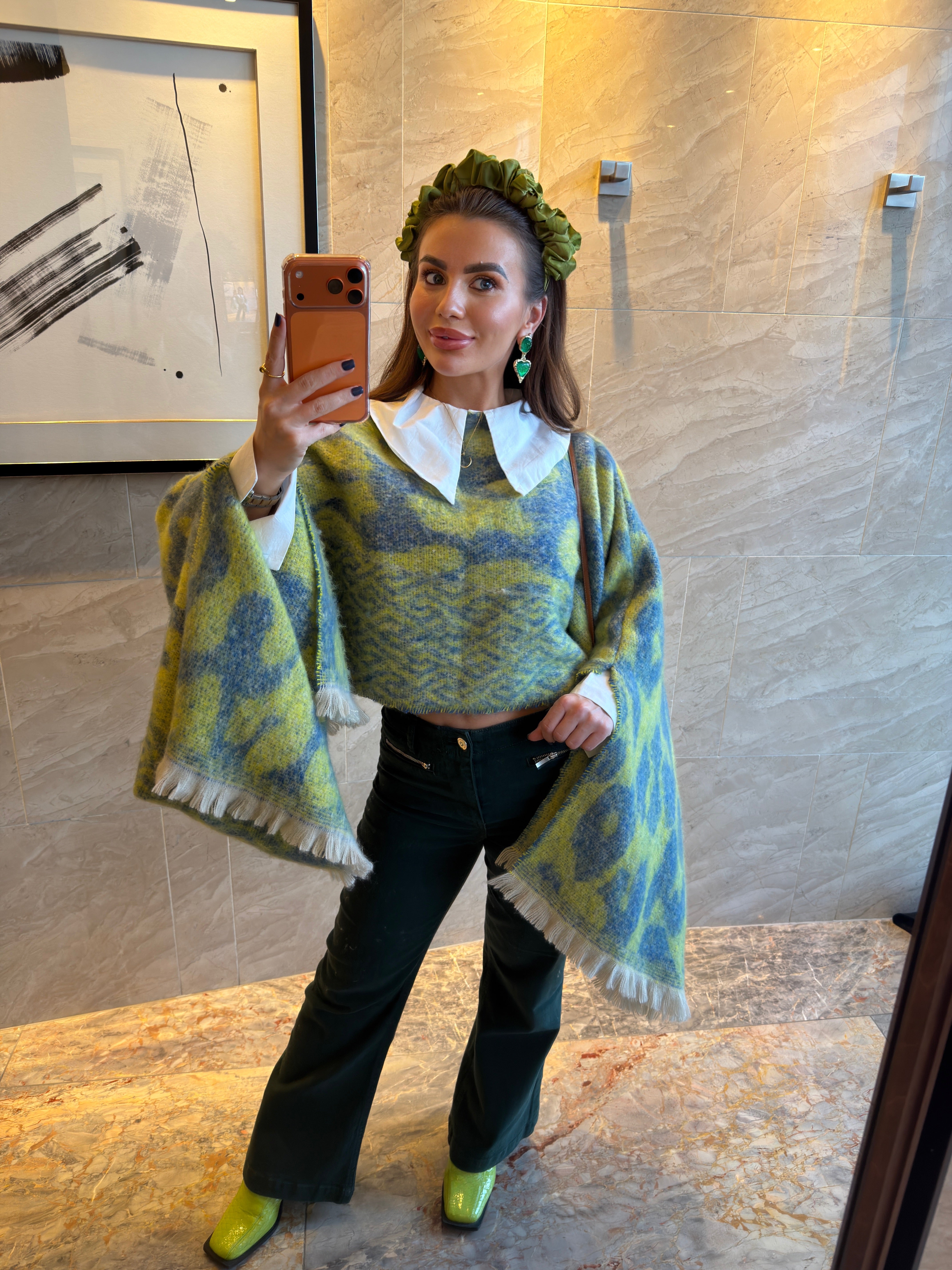 Oversized Fringe Knit poncho -10day pre order