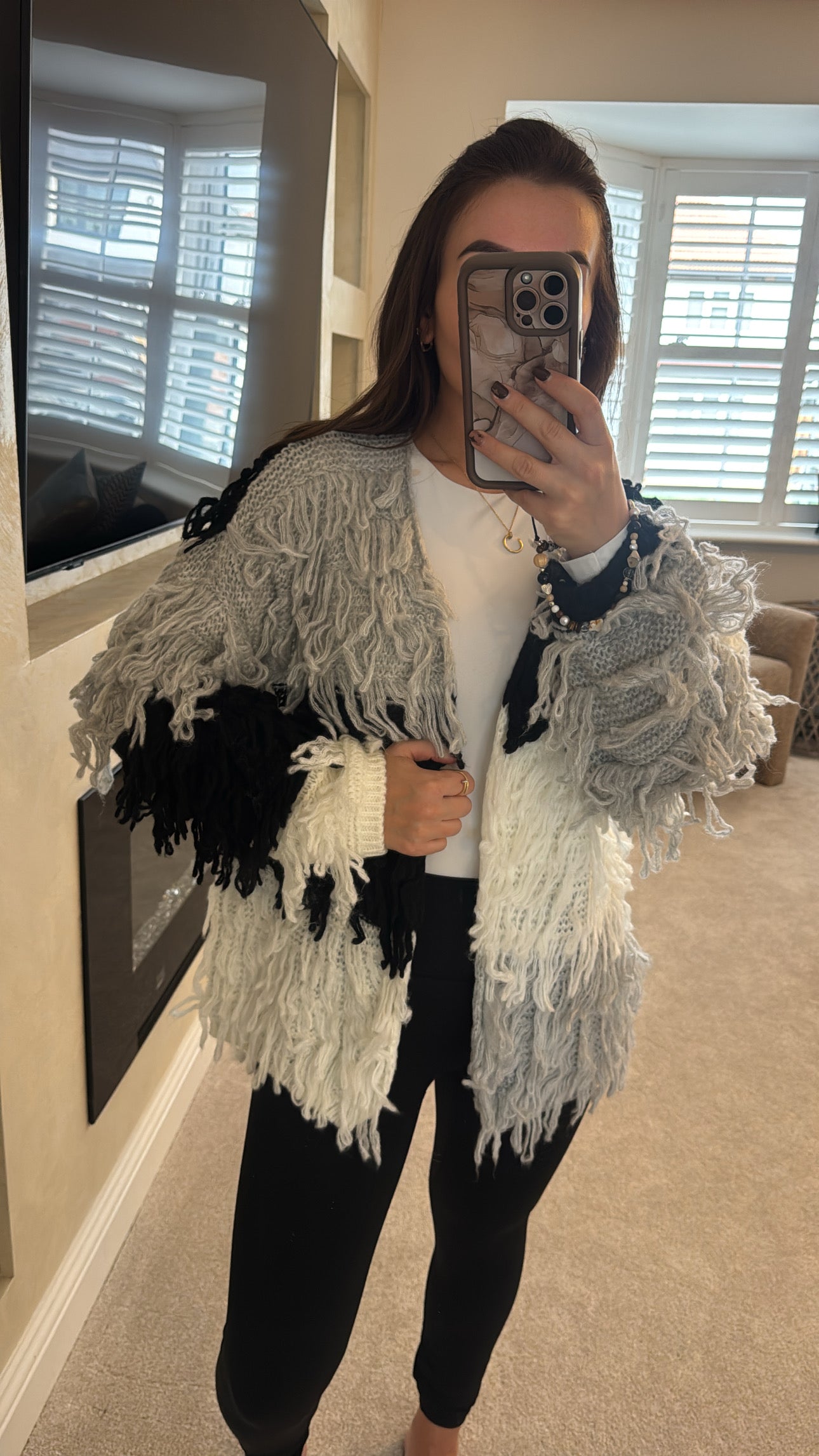 Chunky knit fringe cardigan